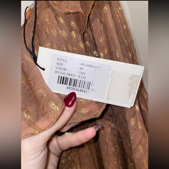 New! Rocco Sand Aine One Shoulder Belted Mini Dress ✨ Medium NWT! - Picture 12 of 16